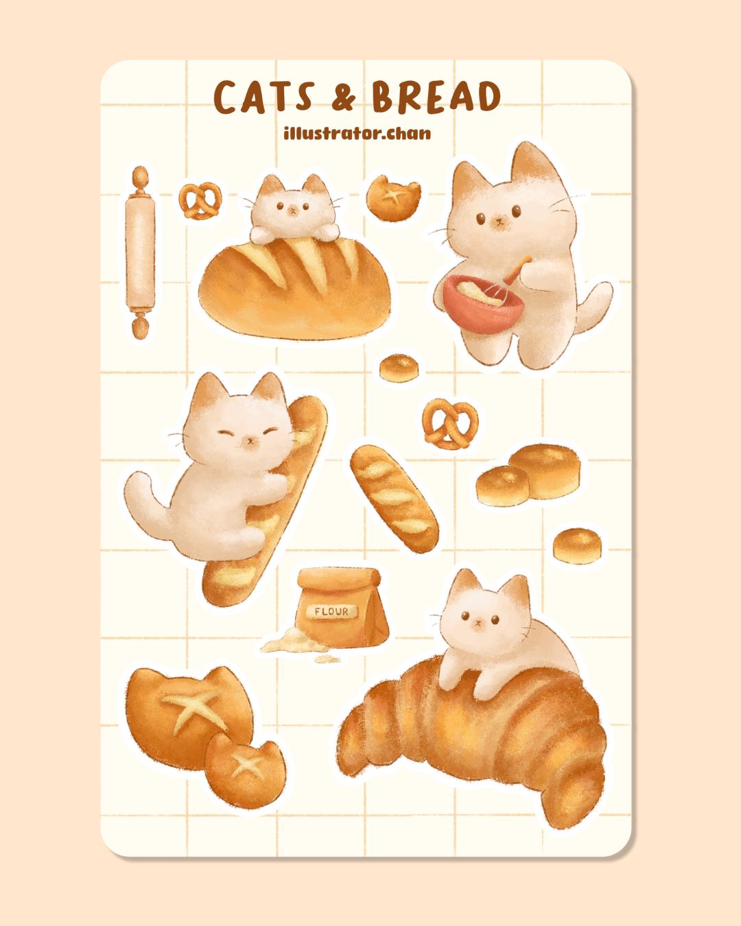 Cats & Bread Sticker Sheet | Matte Vinyl