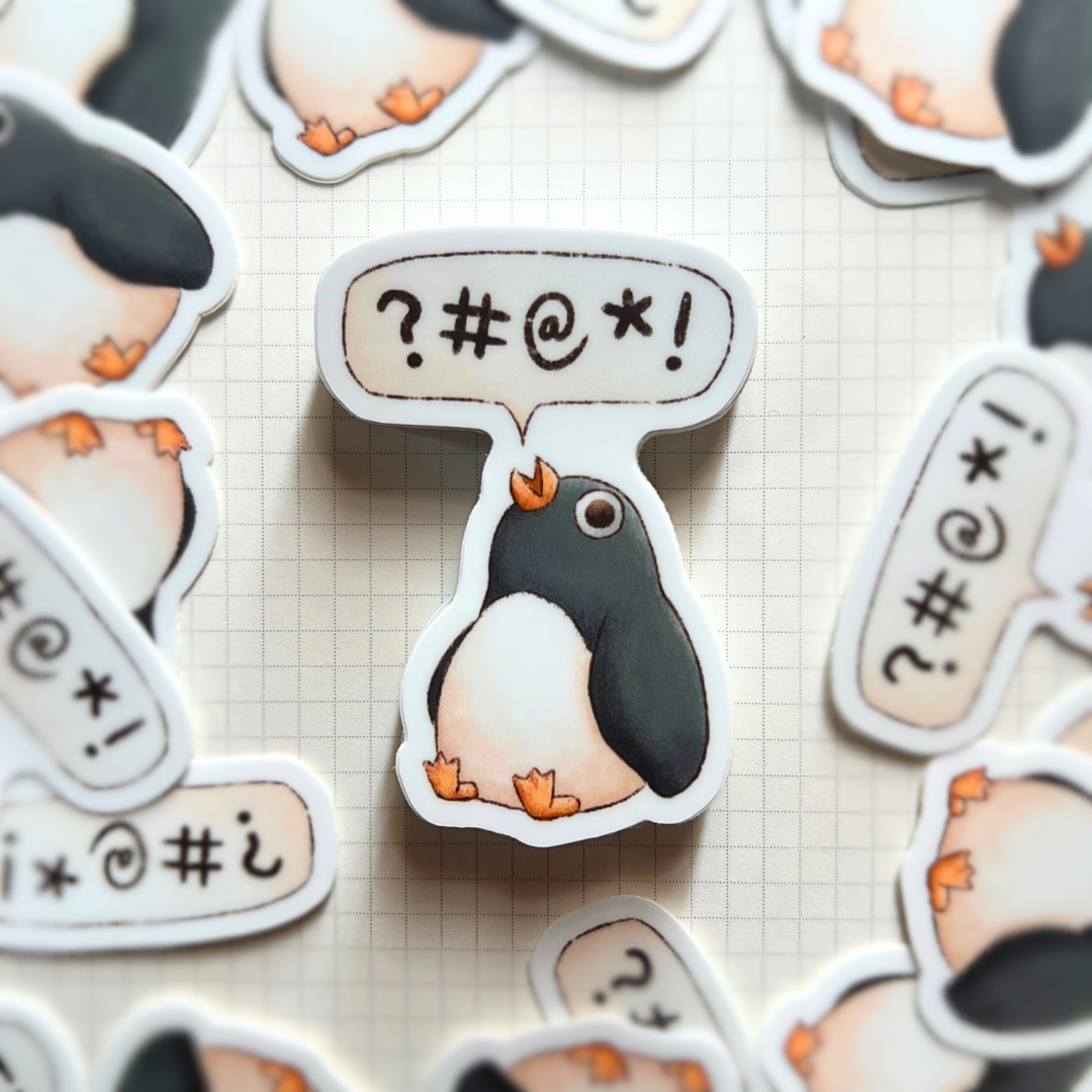 Cursing Penguin - Matte Vinyl Sticker