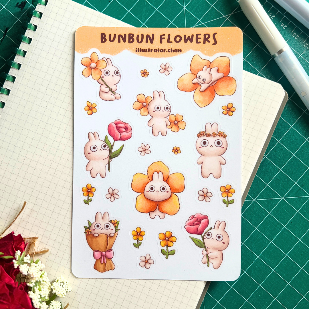 BunBun Flowers Sticker Sheet