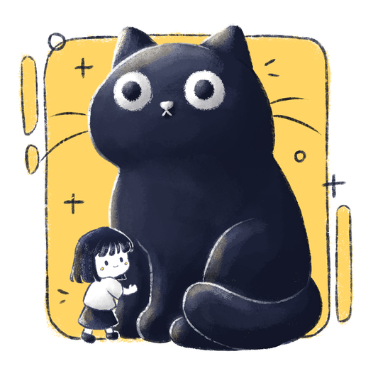 The Girl and Cat - Art Print
