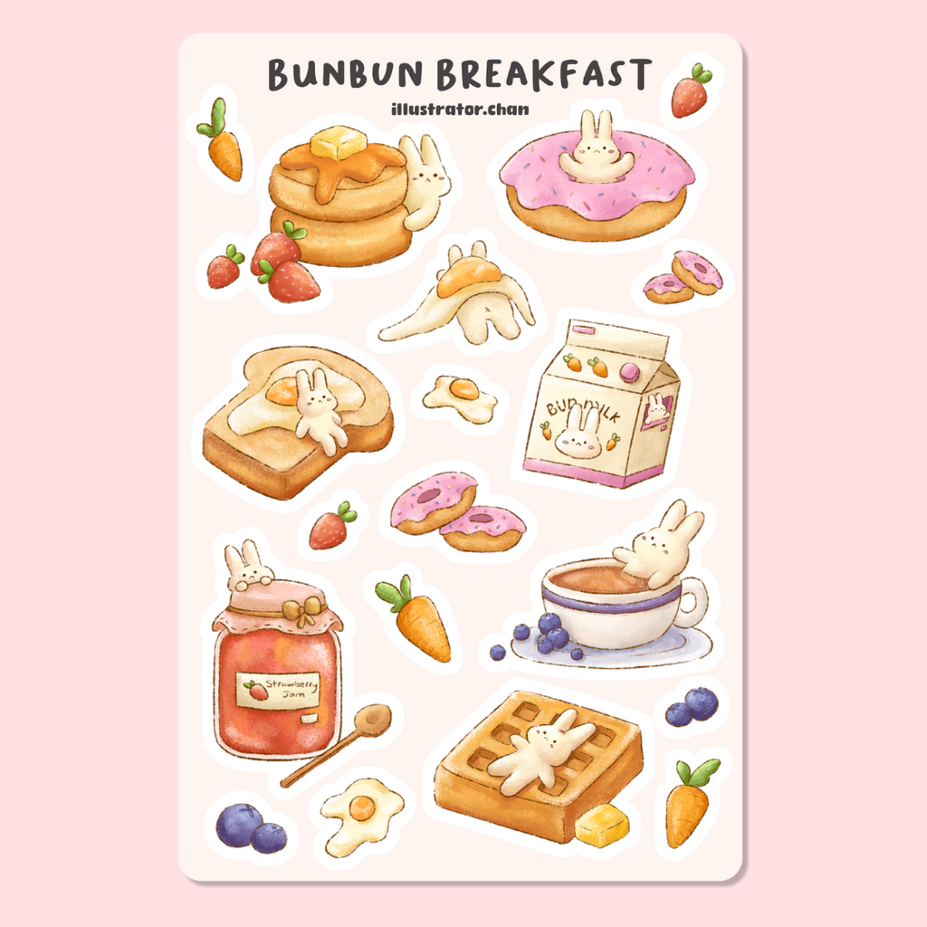BunBun Breakfast Sticker Sheet | Matte Vinyl