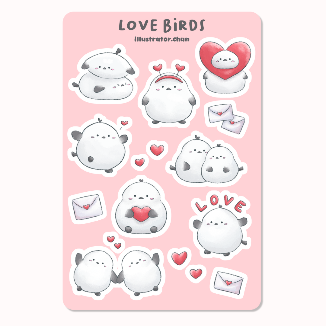 Love Birds Sticker Sheet | Matte Vinyl