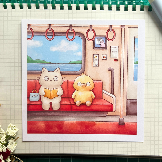 Duck on a Train - Art Print