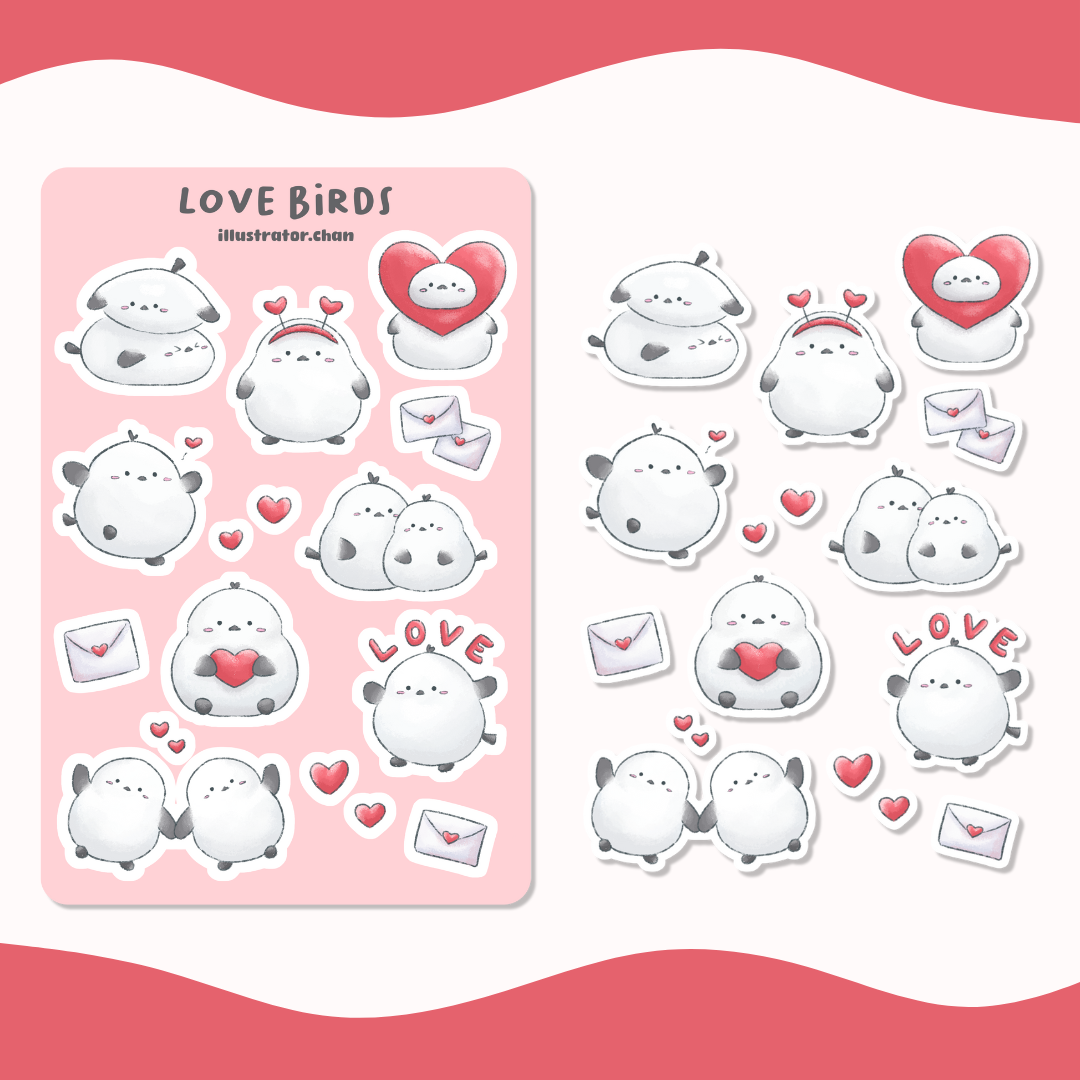 Love Birds Sticker Sheet | Matte Vinyl