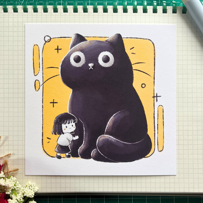 The Girl and Cat - Art Print