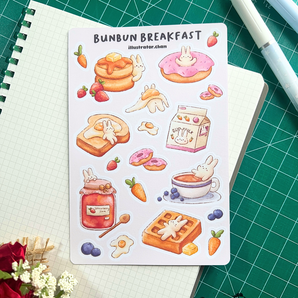 BunBun Breakfast Sticker Sheet | Matte Vinyl