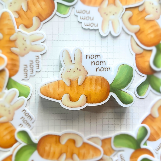 Carrot Eating Bunny - Matte Vinyl Sticker