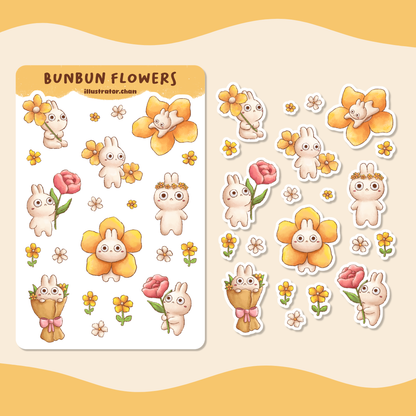 BunBun Flowers Sticker Sheet