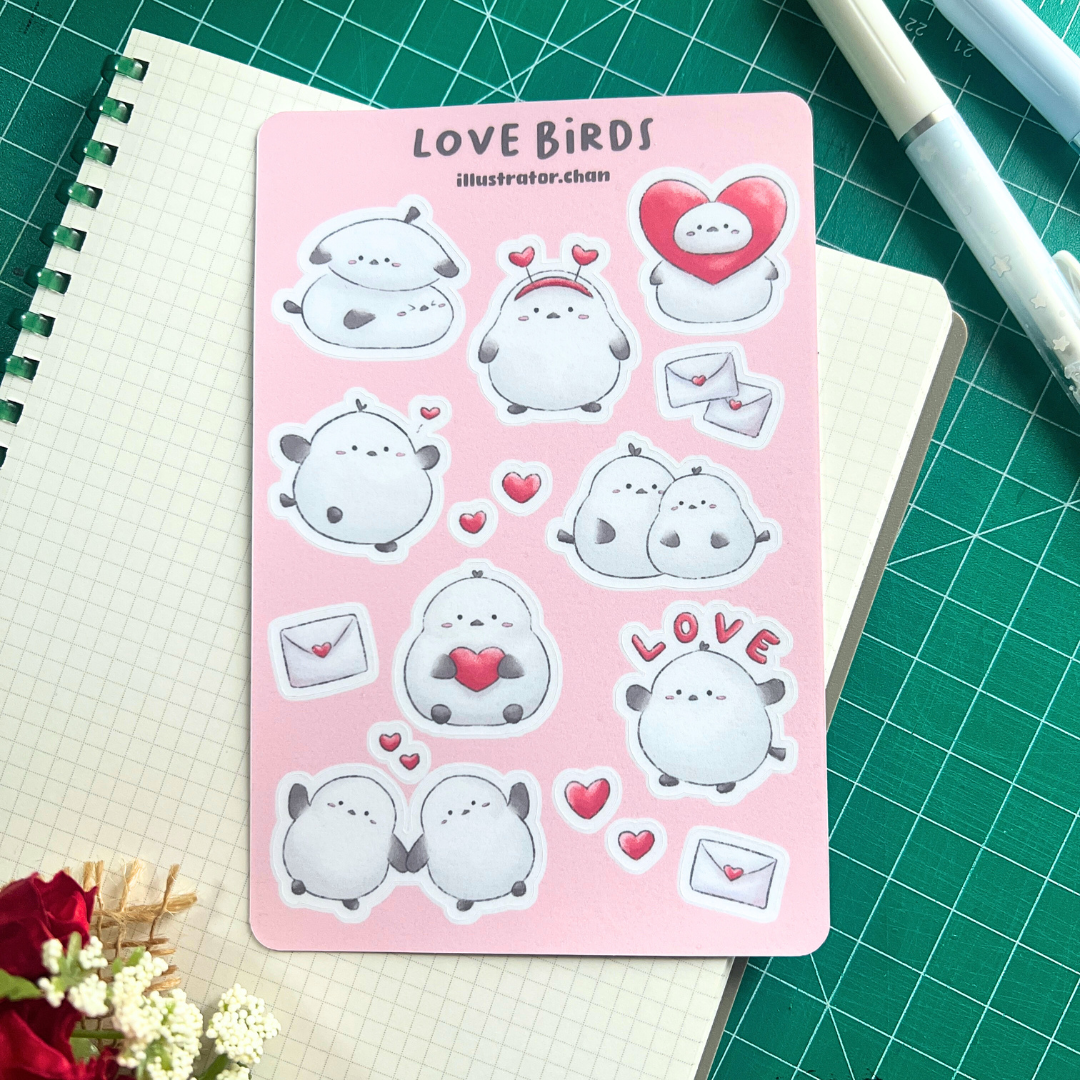 Love Birds Sticker Sheet | Matte Vinyl
