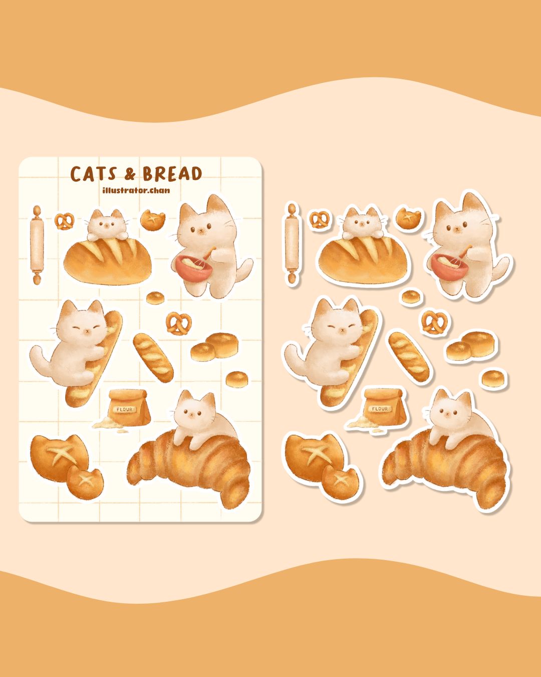 Cats & Bread Sticker Sheet | Matte Vinyl