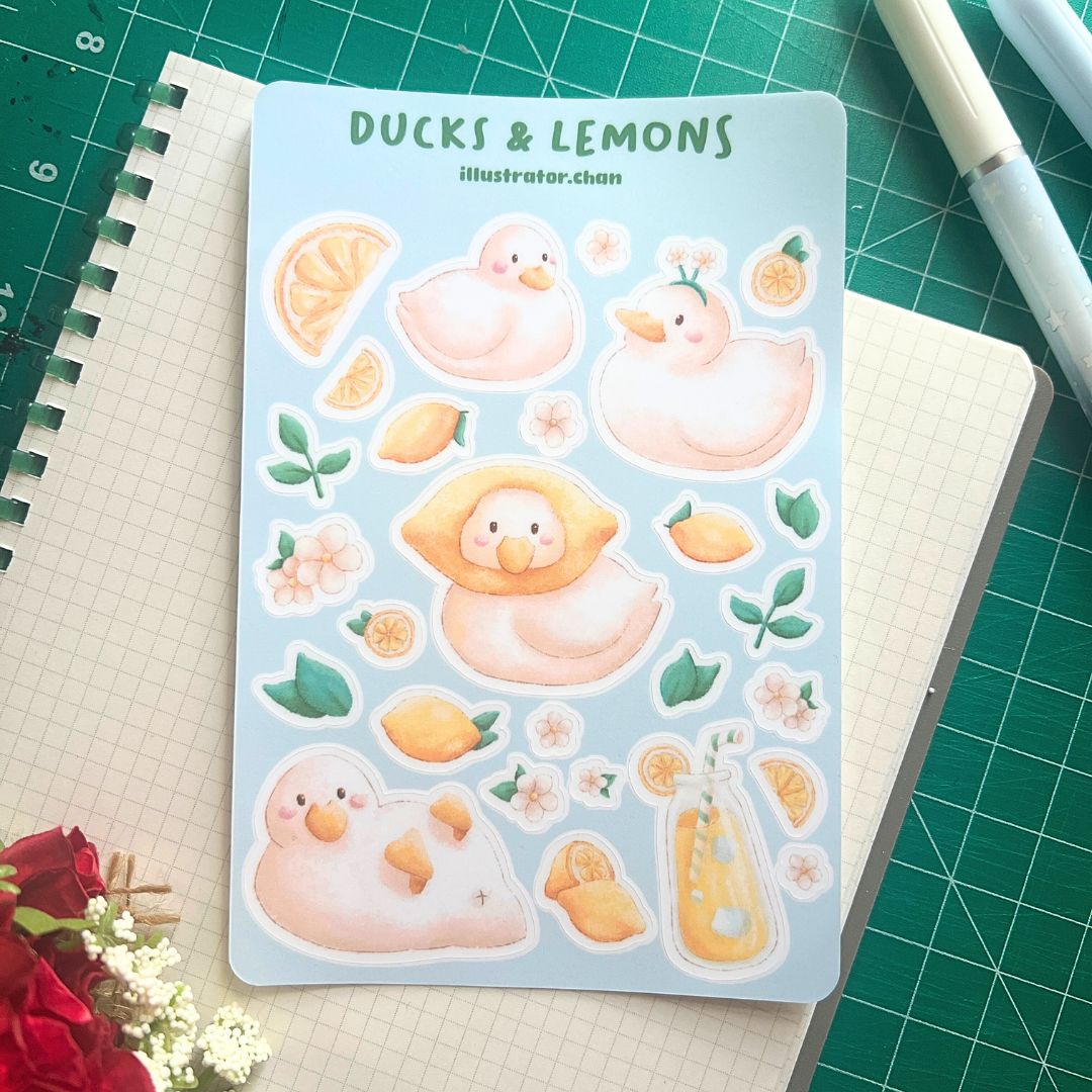 Ducks & Lemons Sticker Sheet | Matte Vinyl