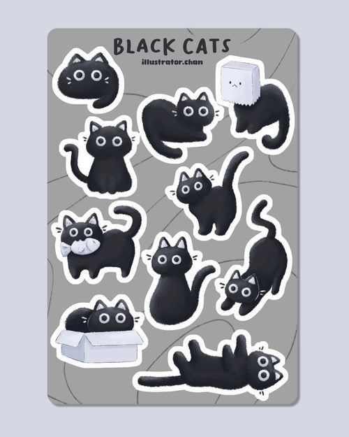 Black Cats Sticker Sheet | Matte Vinyl